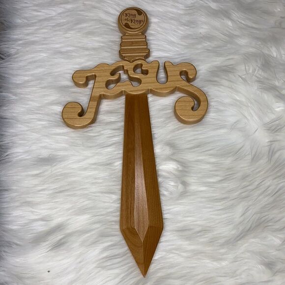 Jesus Wooden Sword Cross Handcrafted Wall Plaque - Picture 2 of 13